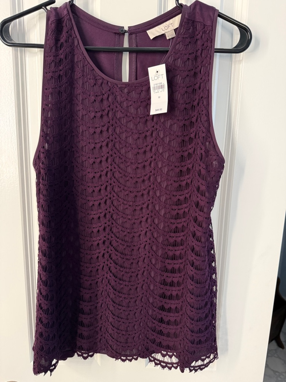 NWTLOFT Plum Lace Sleeveless Shell